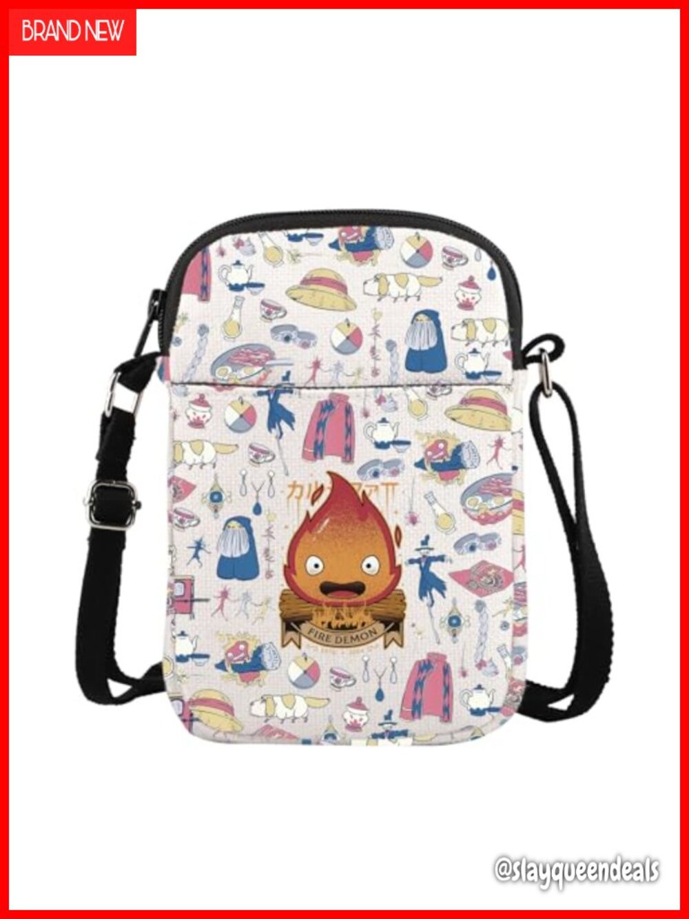 Canvas Crossbody Bag Anime Inspired Messenger Purse Adjustable Strap